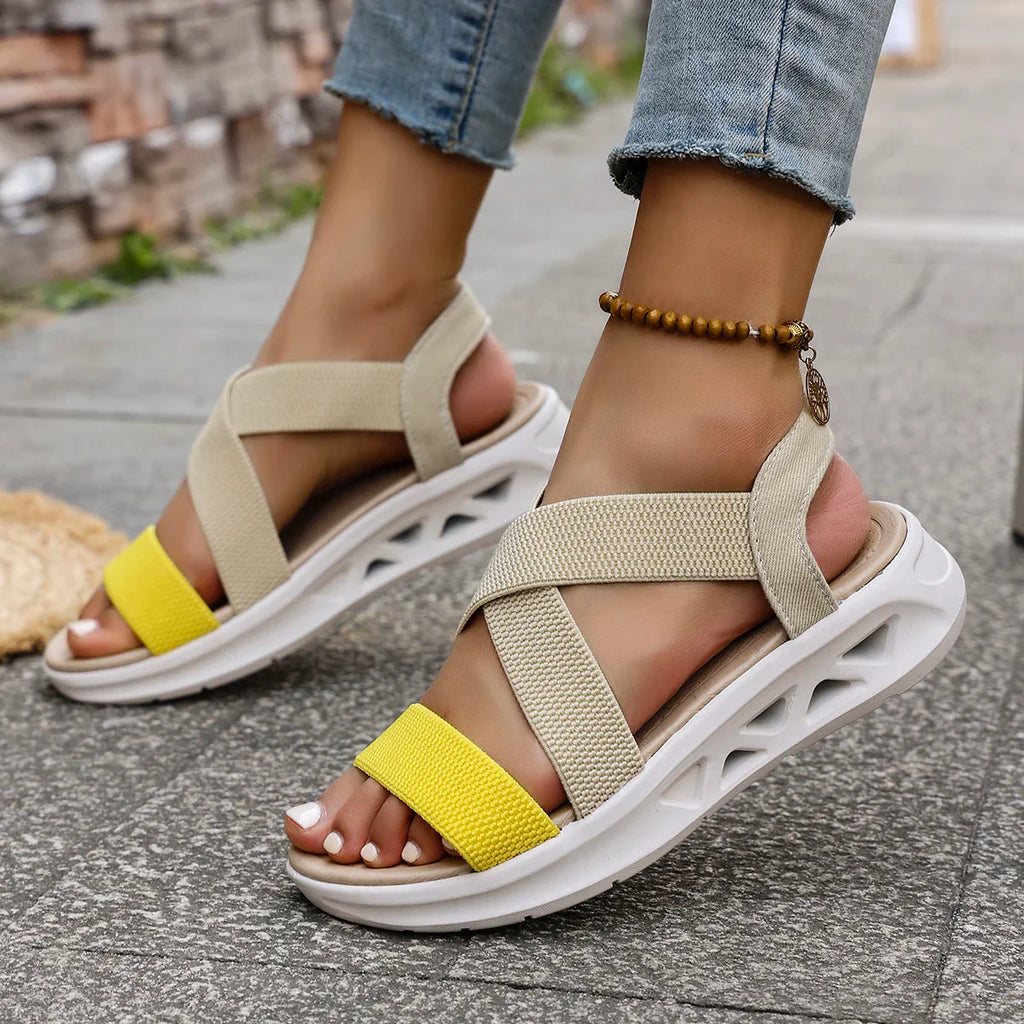 Summer New 2025 Wedge Women's Sandals Platform Outdoor Beach Shoes for Women Elastic Band Design Women Sandals Size 36-43