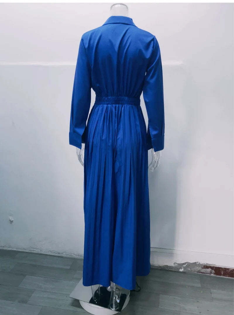 Autumn Winter Fashion V-neck Long Sleeve Elegant Blouse Print Lapel Top Women Solid Color Loose Casual Wide Leg Jumpsuit