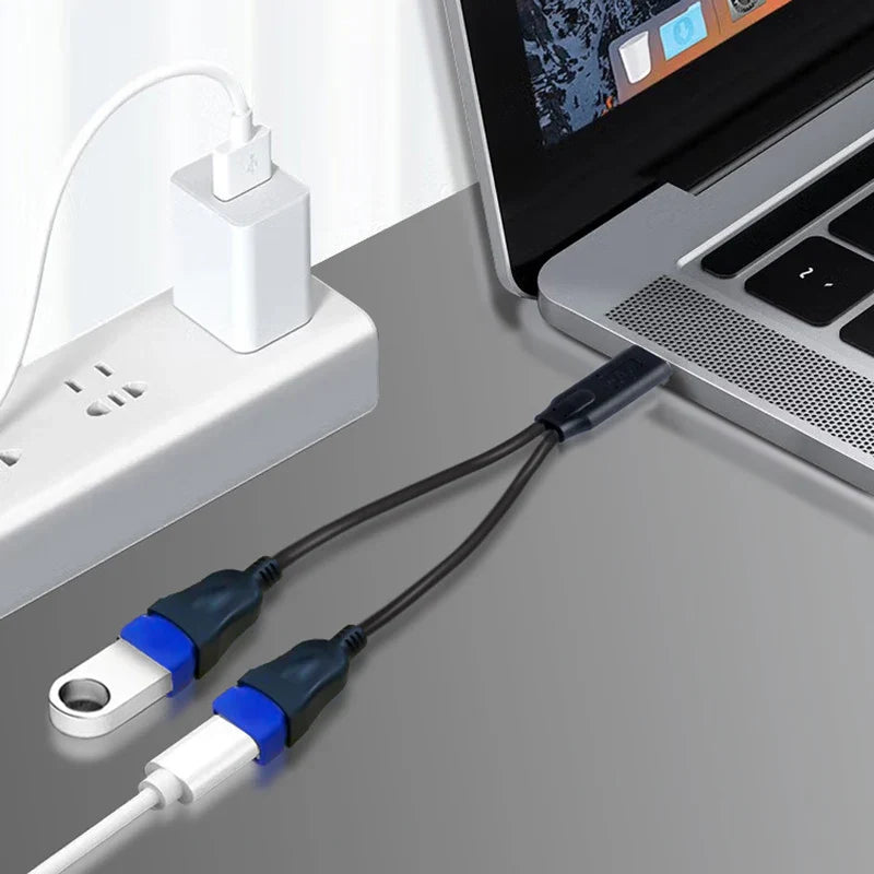 USB Cable Splitter Phone Charger Power Adapter Cord 2 Ports Male to Female USB Multiple Expander OTG Extension Charging DockPlug