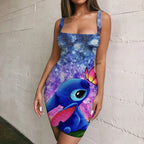 Disney Evening Dresses Fashion Prom Stitch Mini Dress Print Elegant Women Y2k Sling Woman Clothes Chic Sexy Summer 2024 Bodycon