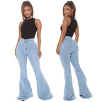 Women Jeans Flare Pants Sexy Denim Long Pant Hip Wrap Casual Solid Elegant Splice Regular Slim Fit High Waist Trousers Summer