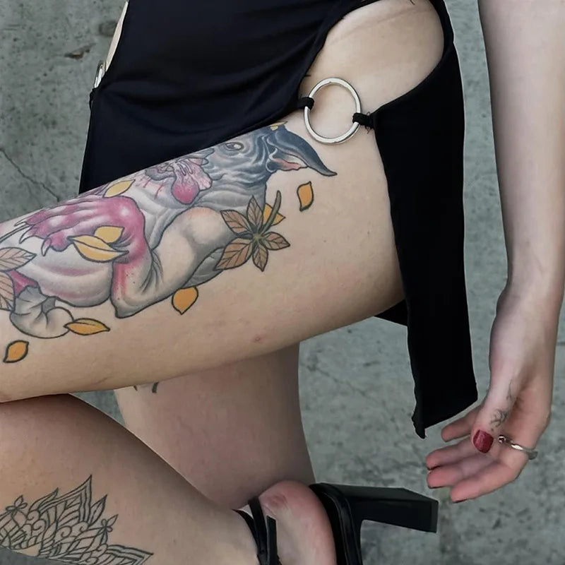 Y2K summer new solid color backless hollow hanging neck sexy spicy girl tight fitting dress