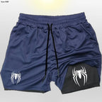 Men's sports shorts, spider print compression shorts, informal, training, running, 2-in-1, Y2K order shipped directly