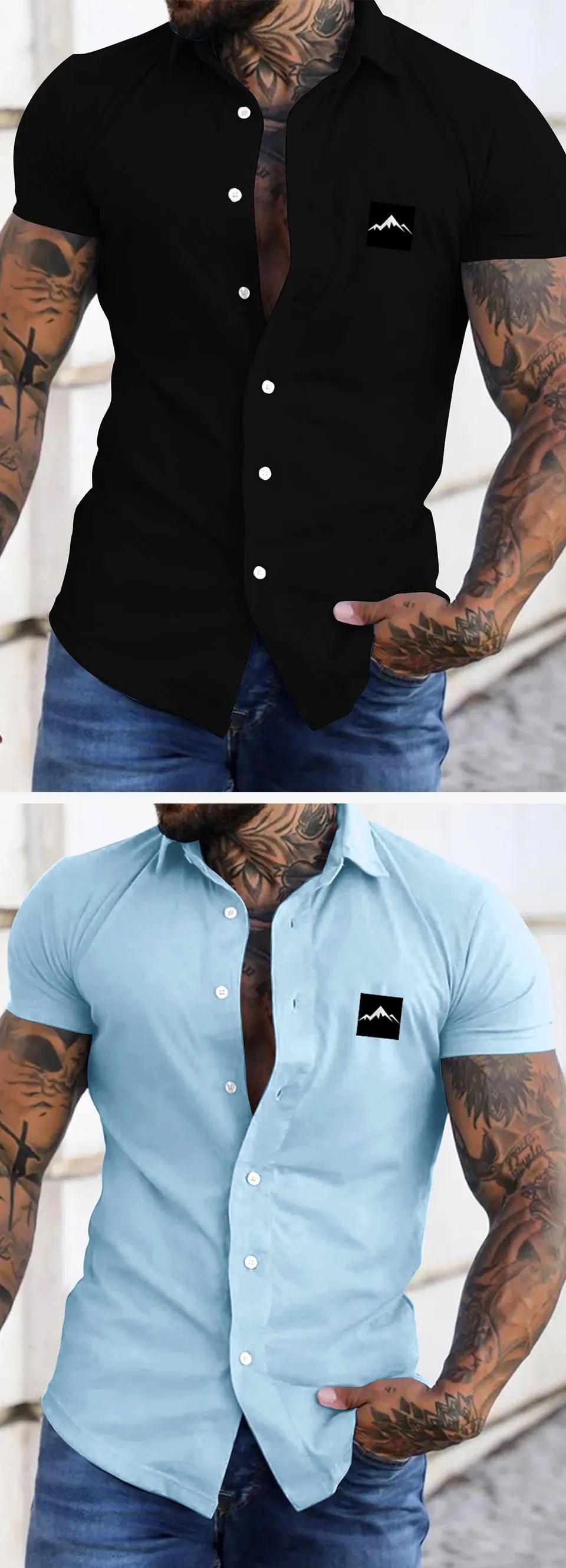 Europe and the United States men's summer casual loose cardigan men's short-sleeved shirt trend Men T-Shirt casual shirt