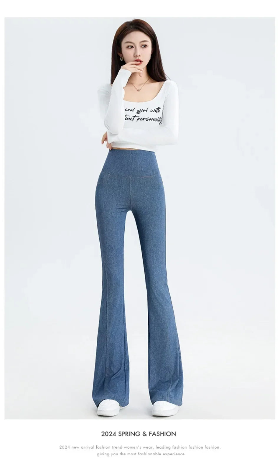Denim Barbie Pants Women Clothing Wear Slightly High Waist Slim Hip Lift 2024 Spring and Autumn New Solid Sports Women Pants