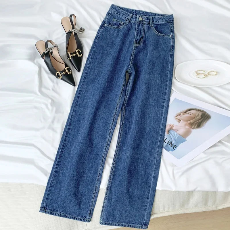High-Waisted Loose-Fit Casual Slimming Straight-Leg Jeans Women's Petite Wide-Leg Trousers Fashionable Streetwear From China