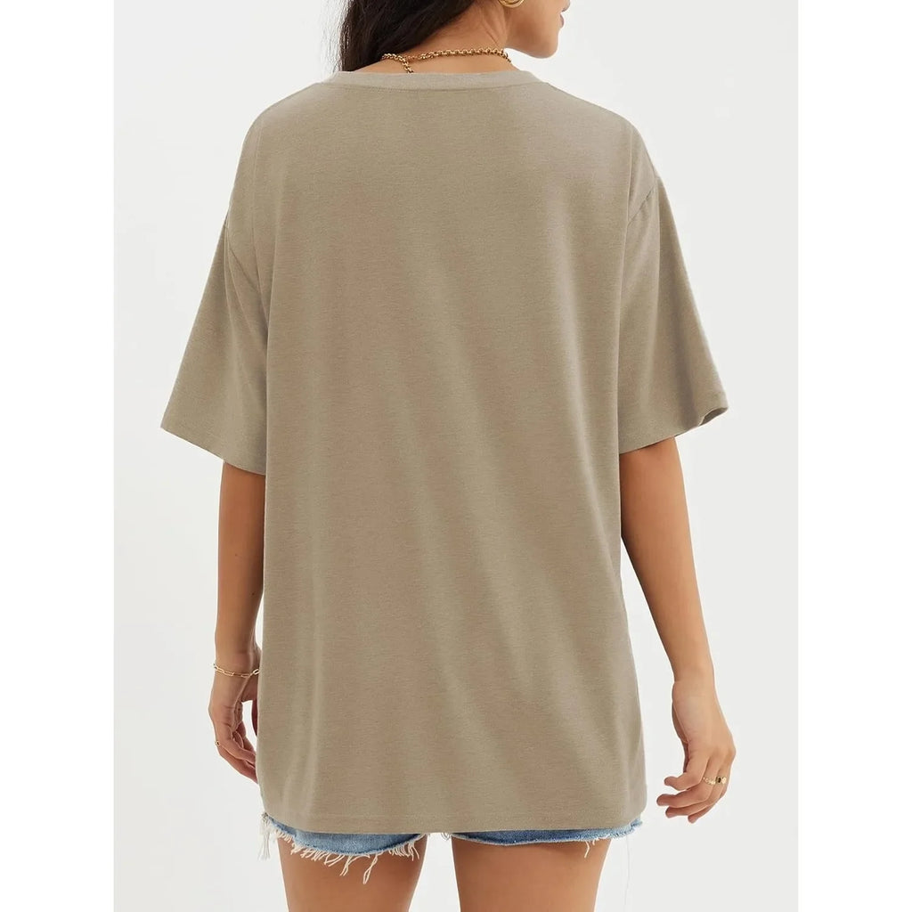 Womens Oversized T Shirts Loose Fit Crewneck Short Sleeve Tops Summer Casual Blouse Y2K 2025 Basic Tee Beach