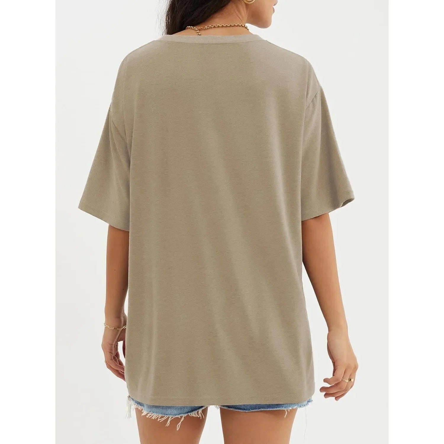 Womens Oversized T Shirts Loose Fit Crewneck Short Sleeve Tops Summer Casual Blouse Y2K 2025 Basic Tee Beach