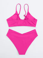 Summer Women's Leopard Patchwork Swimsuit Sexy Back Cross Lace-Up Swimwear High Waist Bikini Set Push Up Bathing Suit Beachwear