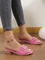 Fashion Women High Heel Slippers Summer Slip on Elegant Low Heel Shoes for Wedding Party Comfortable Non-slip Women's Slippers