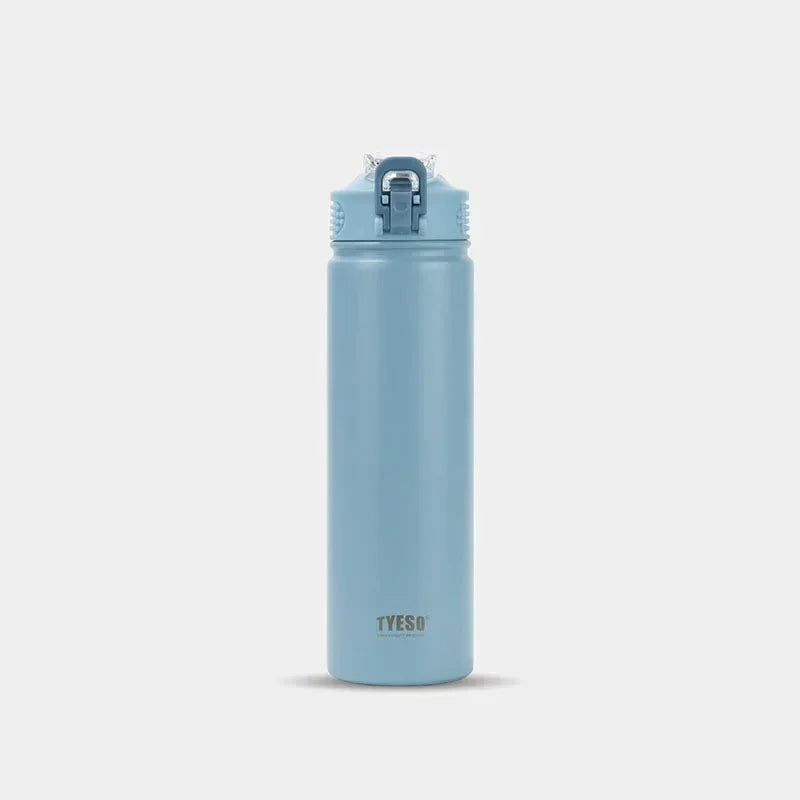 Tyeso 600ML/750ML Stainless Steel Thermos Bottles Car Insulated Cups with Straw Keeps Cold and Heat Portable Sport Thermal Mugs