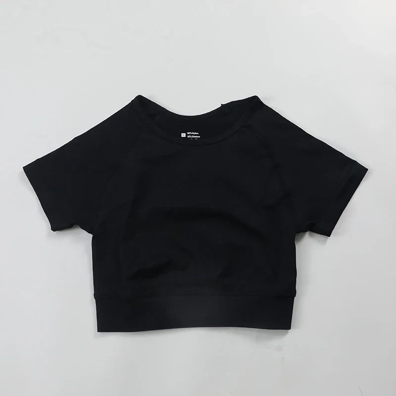 Impact Crop Top Women Short Sleeve Yoga Shirts Slim Fit Seamless Workout Top T-shirt Gym Clothes Woman Sportwear