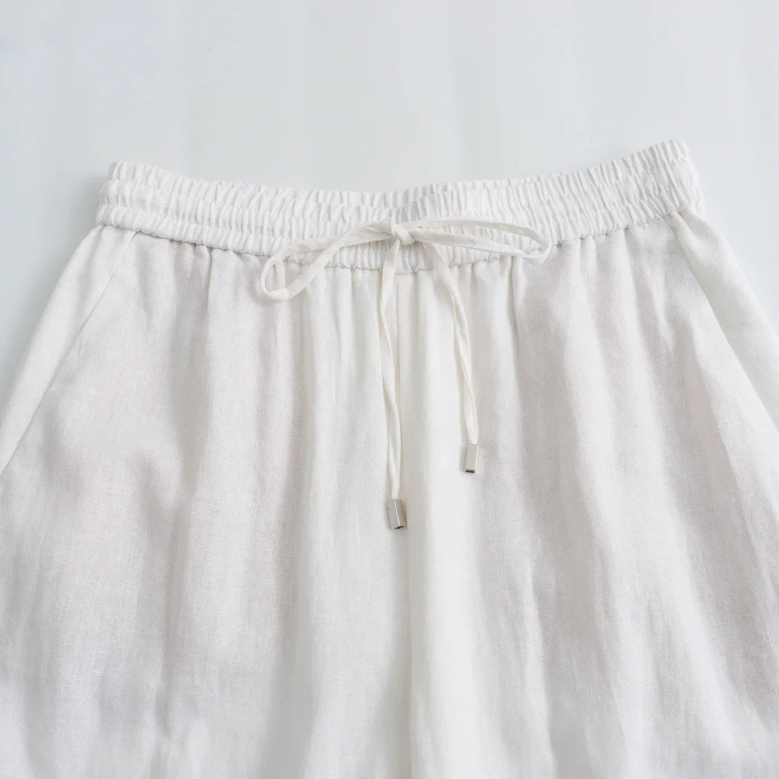 TRAF Women Fashion Spring Summer Lace-up Linen Blended Straight Pants Pocket Office Lady Chic High Waist Trousers Mujer