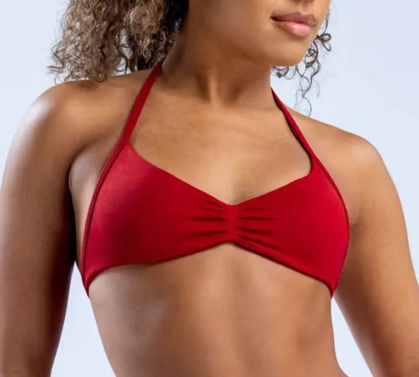 DLOGO With Logo Impact Strappy Bra Top Women High Support Impact Thin Strap Halter Sport Seamless Bras Scrunch Workout Yoga Tank