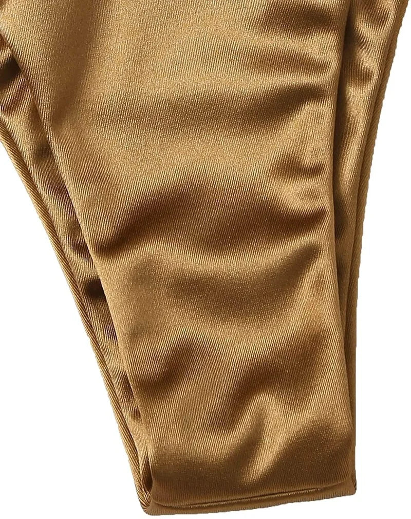 Wrap Around Halter Metallic Satin Bikini Women Swimwear Female Swimsuit Two-pieces Bikini Set Brazilian Bathing Suit Swim Lady