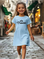 Girl's summer casual A-line dress with letter print | Machine washable, perfect for spring and summer outings