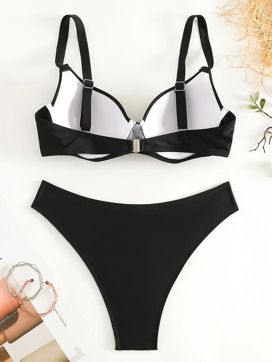 Underwired Bra Cup Brazilian Bikini Female Swimsuit Women Swimwear Two-pieces Bikini Set Push Up Bather Bathing Suit Swim Lady