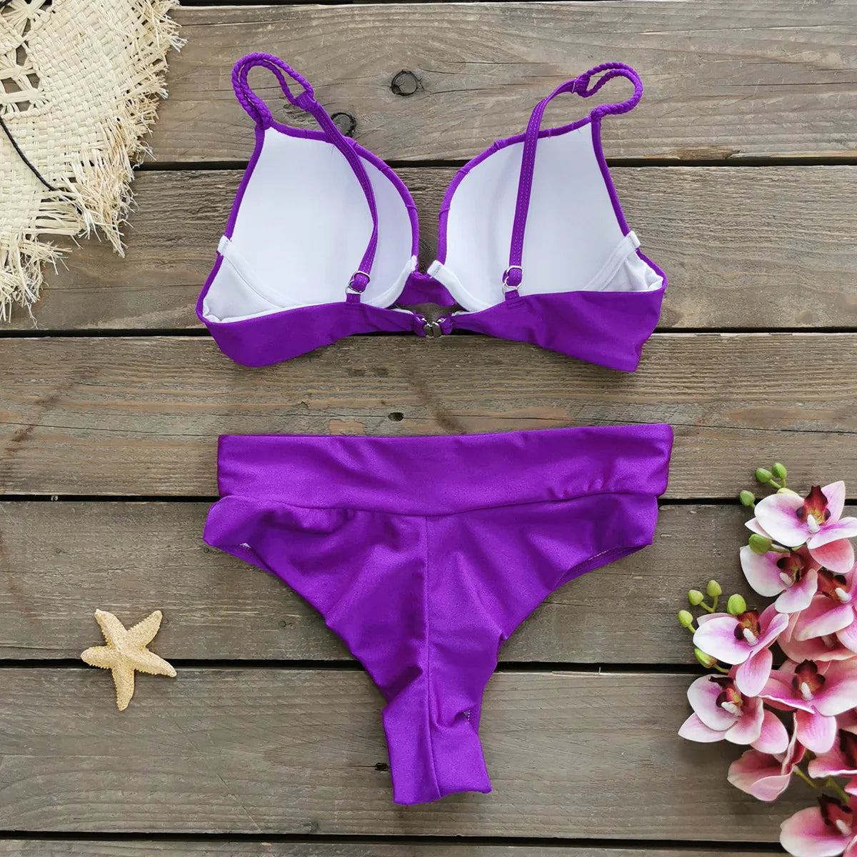 Cheap Push Up Bikinis Women Swimsuits  Solid Padded Women Swimwear Vintage Female Swimsuit High Waist Biquini Bathing Suit