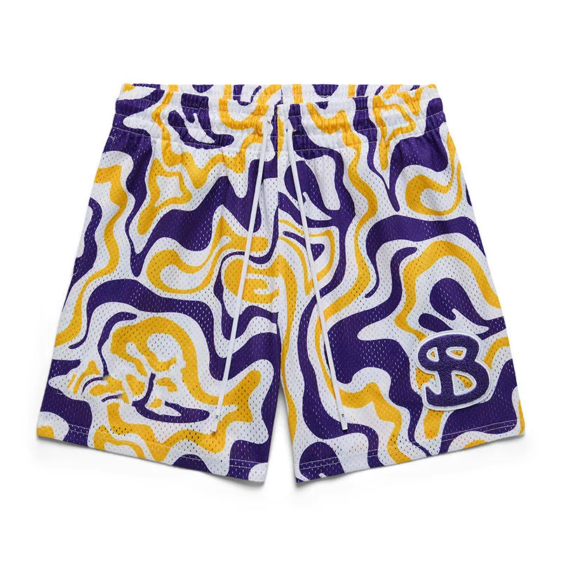 BKTSQD American Style Trendy Brand Sports Shorts Men's Casual Mesh Quick drying quarter knee basketball running beach shorts