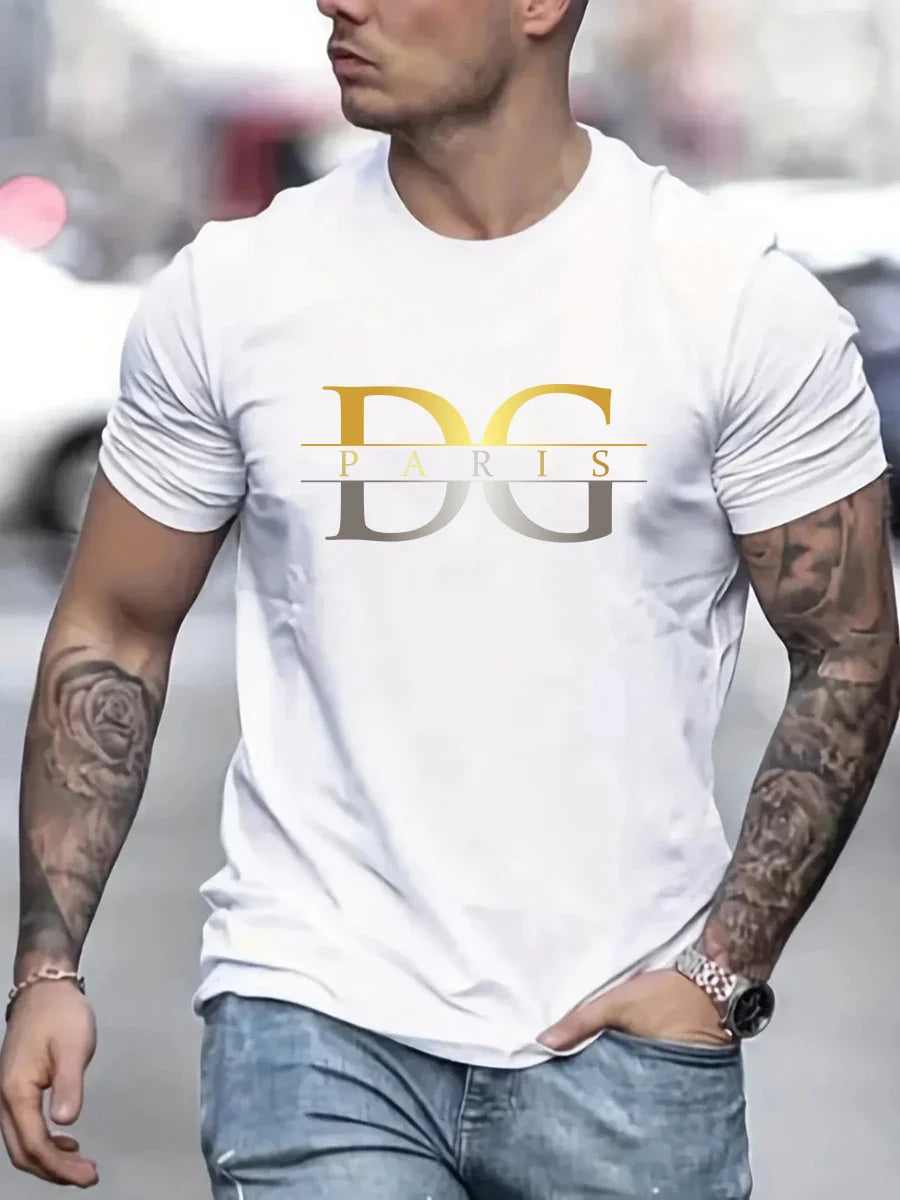 Luxury Brand T Shirts for Men Summer Gradient Ramp Letter Print Shirt Cotton High Quality Woman Clothing Tops Streetwear S-7XL