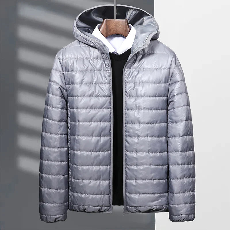 Men's cotton coat hooded jacket striped lightweight design 2024 autumn and winter loose oversized warm jacket cotton jacket top
