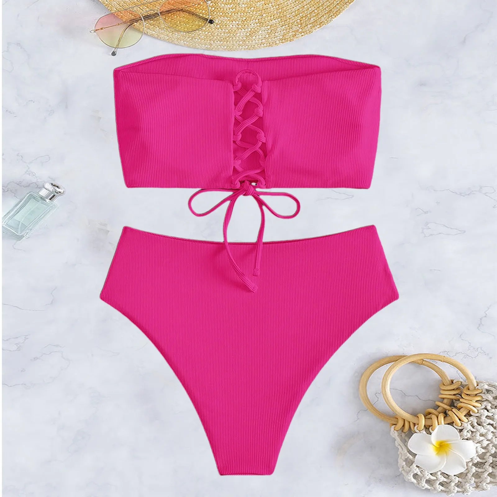 Bathing Suit Two-Piece Set Summer Swimwear Bra Briefs Bikini Set With Chest Pad Wire-Free Women Beach Suit Women Clothes