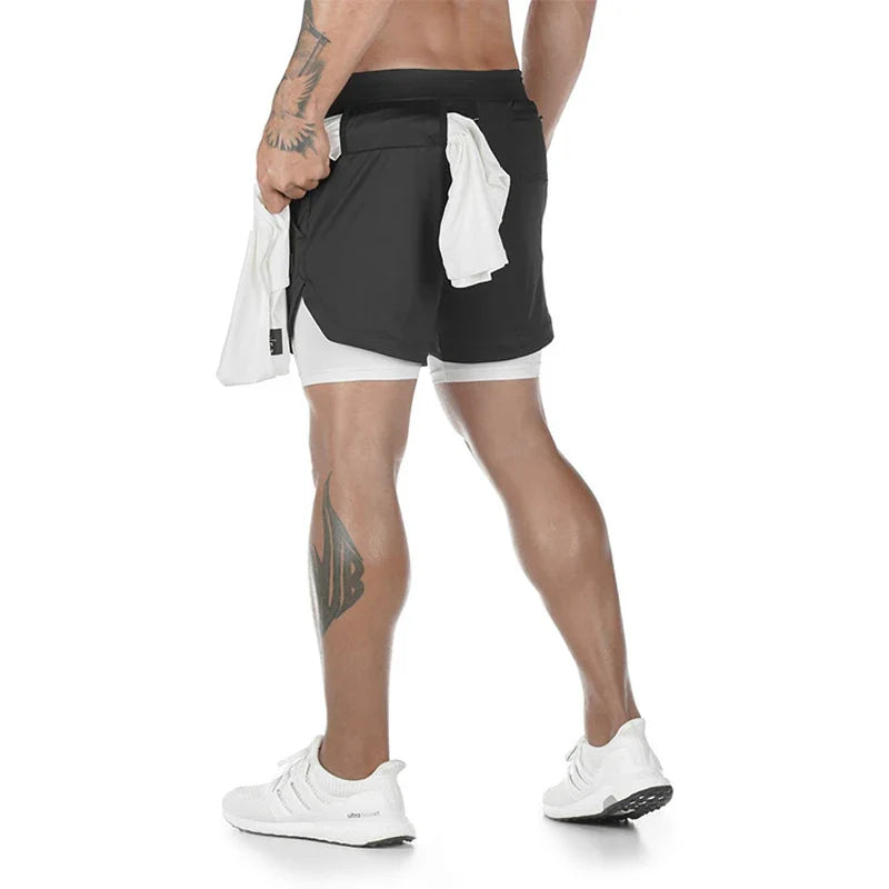 Custom Shorts Men Gym Sports Shorts 2 In 1 Quick Dry Workout Training Gym Fitness Jogging Short Pants Summer DIY Men Shorts