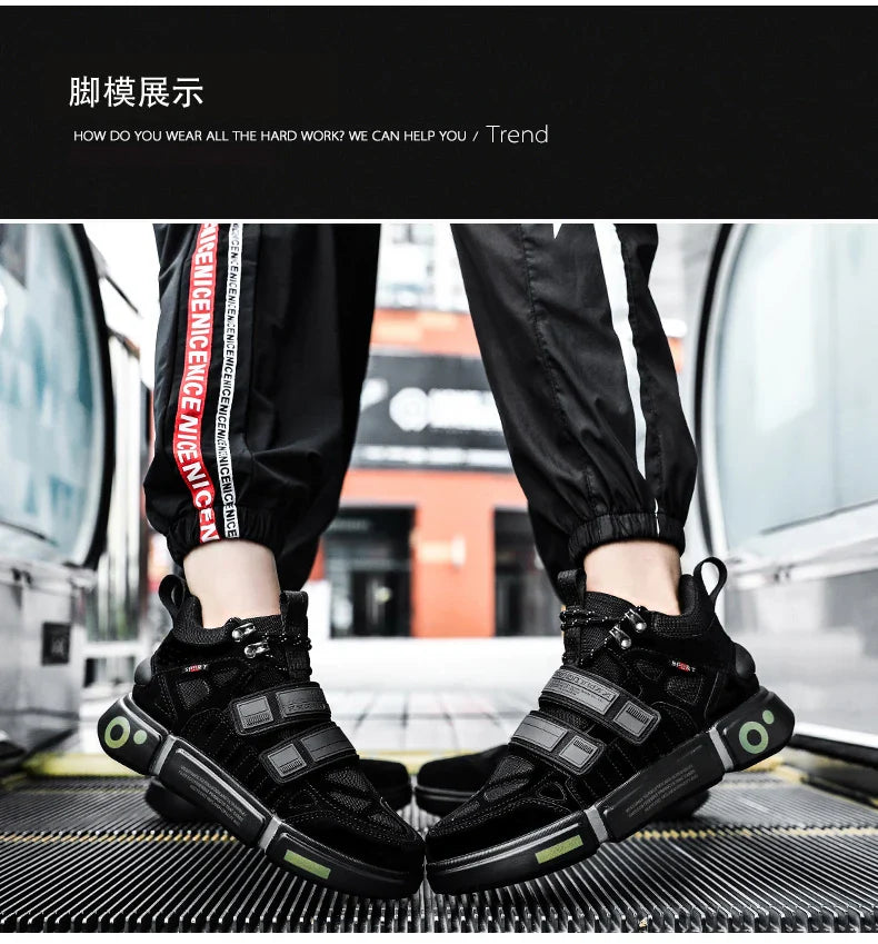 Wudao student couple sports board shoes Women's new non-slip thick soled sports shoes men ventilated Velcro casual shoes