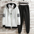 Casual Men's Sport Suit Loose Fit Hooded Cardigan Sweatshirt Pants Set Spring Autumn Season Stylish Outfit