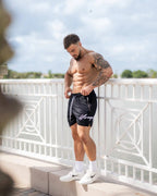 Woven Sports Quick Drying Black Shorts Men's Fitness Tide Brand Bodybuilding Slim Zipper Pocket Running Hip-hop Training Pants