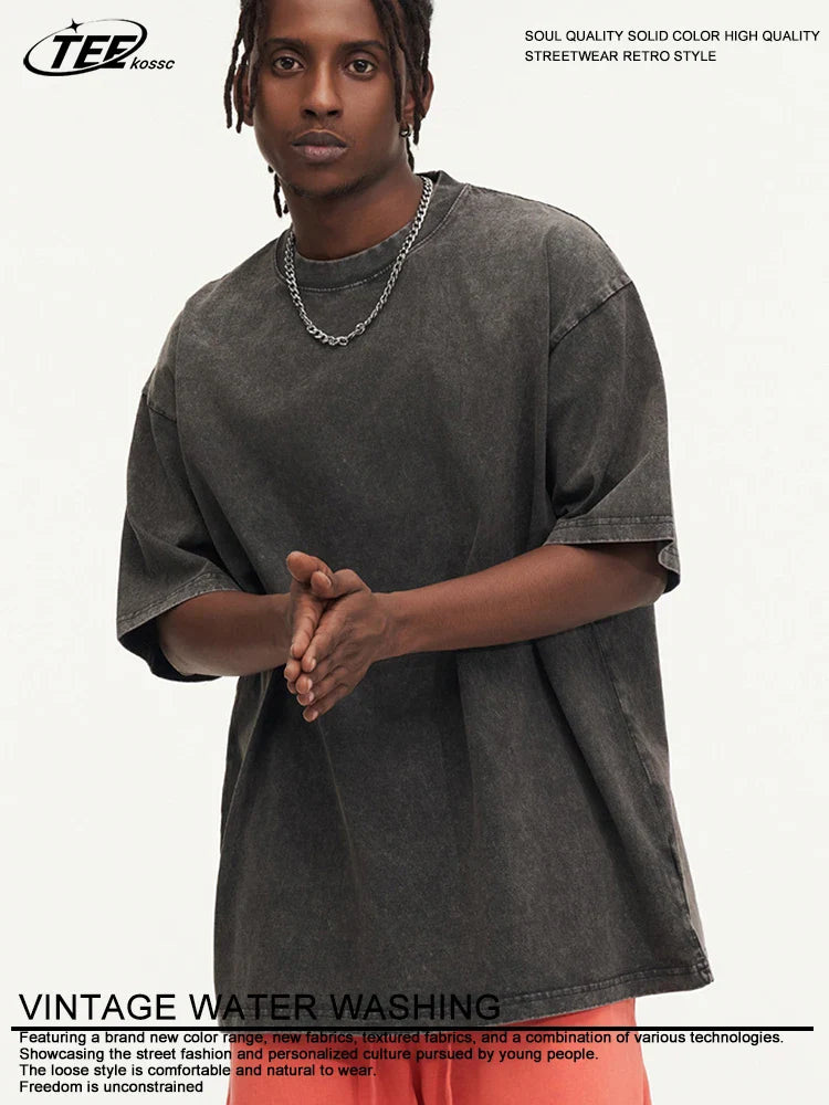 Summer Washed T Shirt Men Women Cotton Loose O-Neck Oversized Tee Couple Korean Y2k Tops Casual Vintage Short Sleeve T-shirt