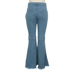 Women Jeans Flare Pants Sexy Denim Long Pant Hip Wrap Casual Solid Elegant Splice Regular Slim Fit High Waist Trousers Summer