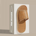 BASATU Women And Men Slippers Non-Slip Home Rattan Grass Indoor Couple Home Men And Women Spring And Summer Bamboo Woven Sandals