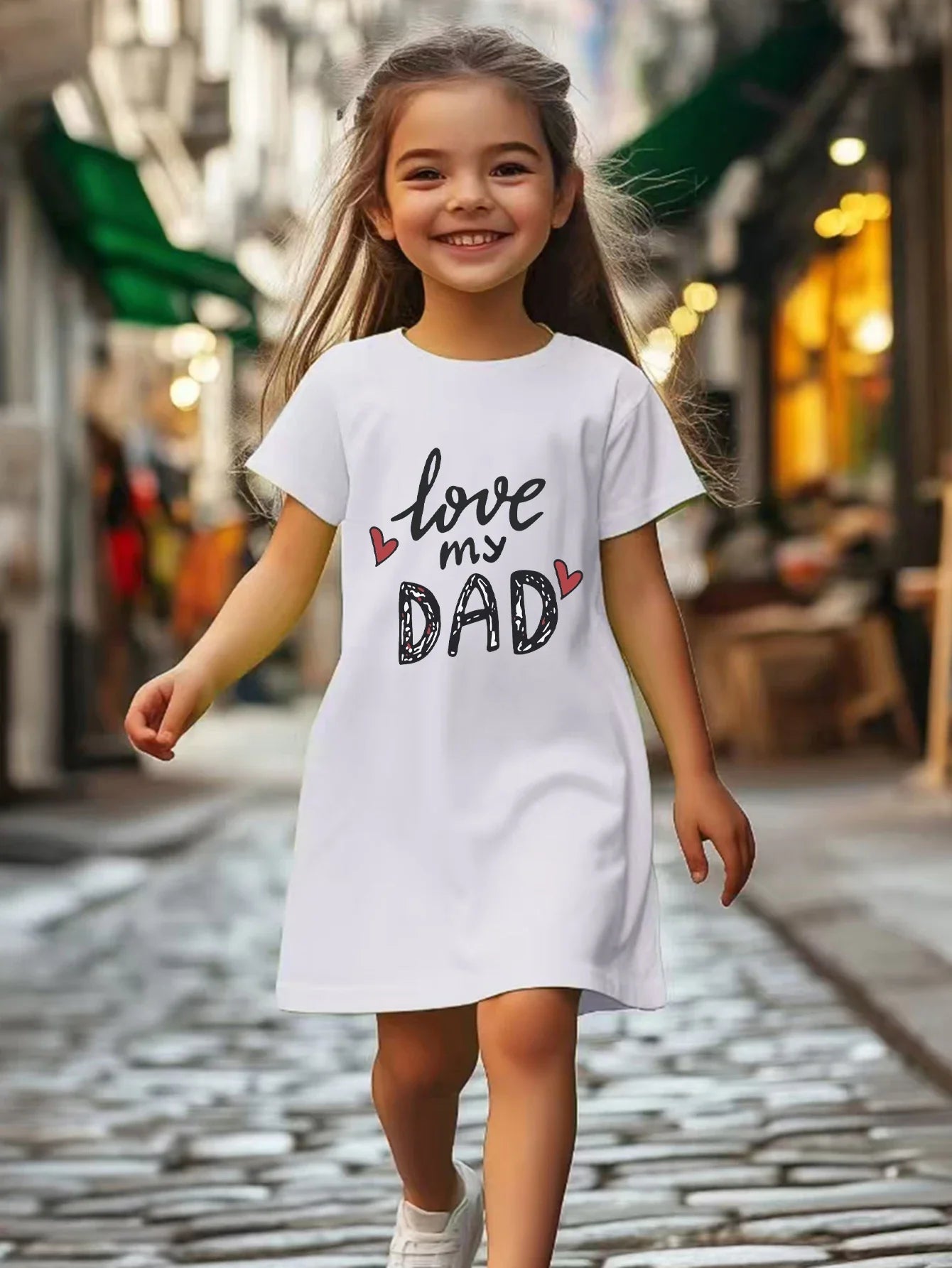 Girls' printed pattern dress, solid color versatile, lightweight matching, suitable for outdoor, home, travel, birthday gifts