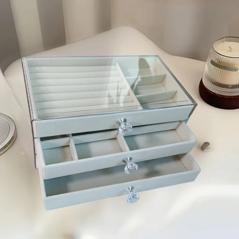 Elegant 3-Tier Transparent Jewelry Storage Box for Women - Ideal Valentine's Day & Birthday Gift