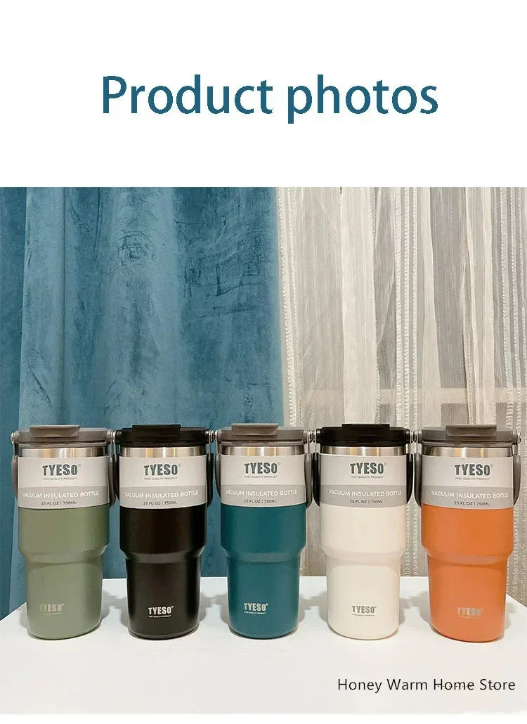 Tyeso Stainless Steel Coffee Cup Cold And Hot Double-layer Insulated Cup Tumbler Thermo Water Bottle Car Travel Mug Vacuum Flask