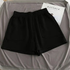 Summer Women's Shorts High Waist Casual Sports Shorts Loose Homewear Bottoms Elastic Hot Pants Solid Wide Leg Sweat Short