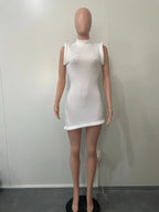 CM.YAYA Women Stand Collar Sleeveless Bodycon Midi Dress 2024 Summer Solid Evening Party Club Fashion Dresses Vestidos