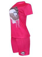 Wmstar Plus Size Two Piece Outfits for Women Tracksuit Shorts Sets  Lip Print Top Casual New In Matching Wholesale Dropshipping