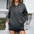 y2k Solid Minimalist Women's Hoodie, Long Sleeve With Pocket Casual Daily Wear 2024 Women Hoodies Autumn Sudadera de mujer