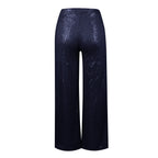 Women's Fashion Solid Color High Waist Sequin Side Zipper Draped Wide Leg Pants Pants for Women Women's Pants Women's Pants 2024