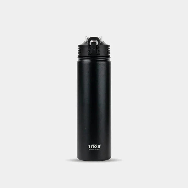 Tyeso 600ML/750ML Stainless Steel Thermos Bottles Car Insulated Cups with Straw Keeps Cold and Heat Portable Sport Thermal Mugs