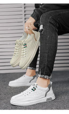 Upgrade your style with Men's Vulcanize Shoes 2025 /White Leather Casual Shoes/