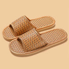 BASATU Women And Men Slippers Non-Slip Home Rattan Grass Indoor Couple Home Men And Women Spring And Summer Bamboo Woven Sandals