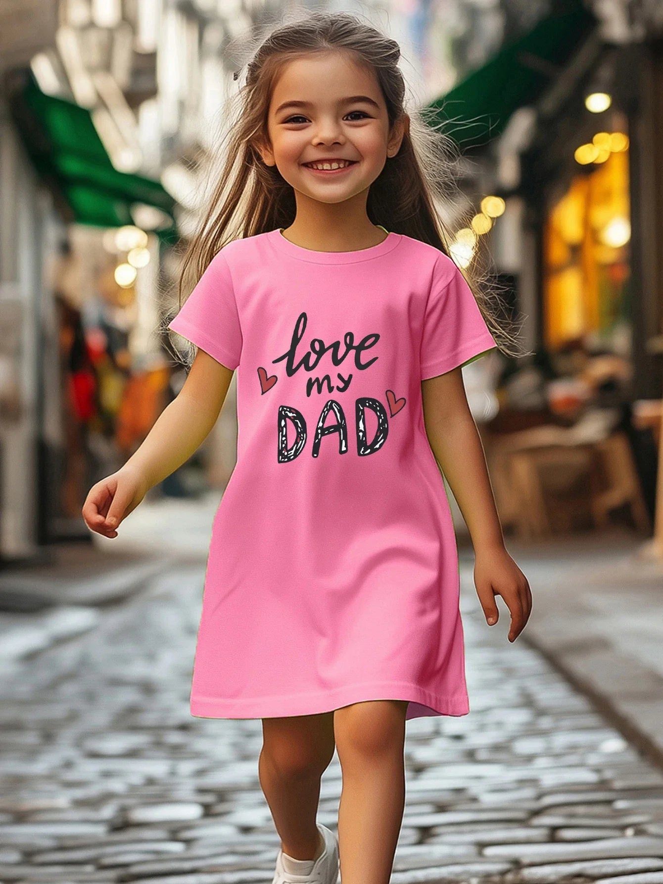 Girls' printed pattern dress, solid color versatile, lightweight matching, suitable for outdoor, home, travel, birthday gifts