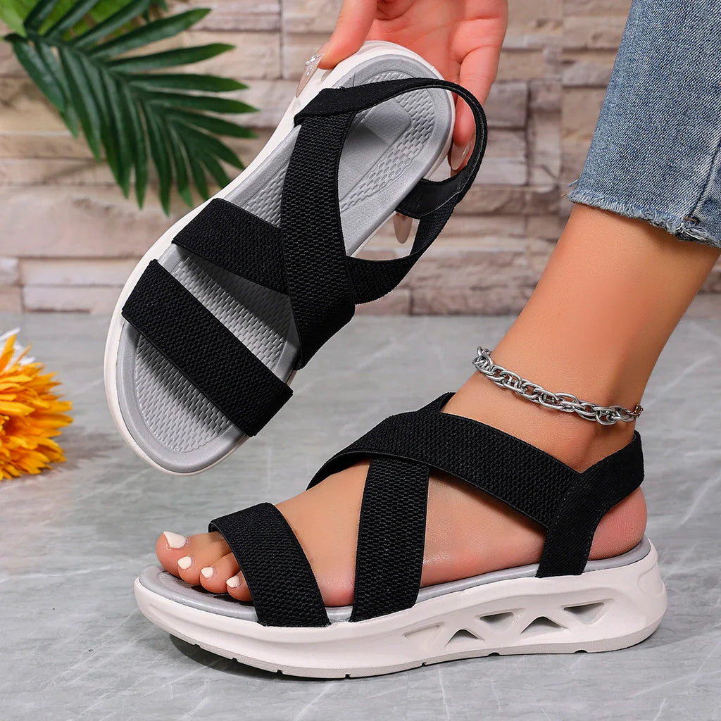 Summer New 2025 Wedge Women's Sandals Platform Outdoor Beach Shoes for Women Elastic Band Design Women Sandals Size 36-43
