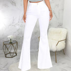 Women Jeans Flare Pants Sexy Denim Long Pant Hip Wrap Casual Solid Elegant Splice Regular Slim Fit High Waist Trousers Summer