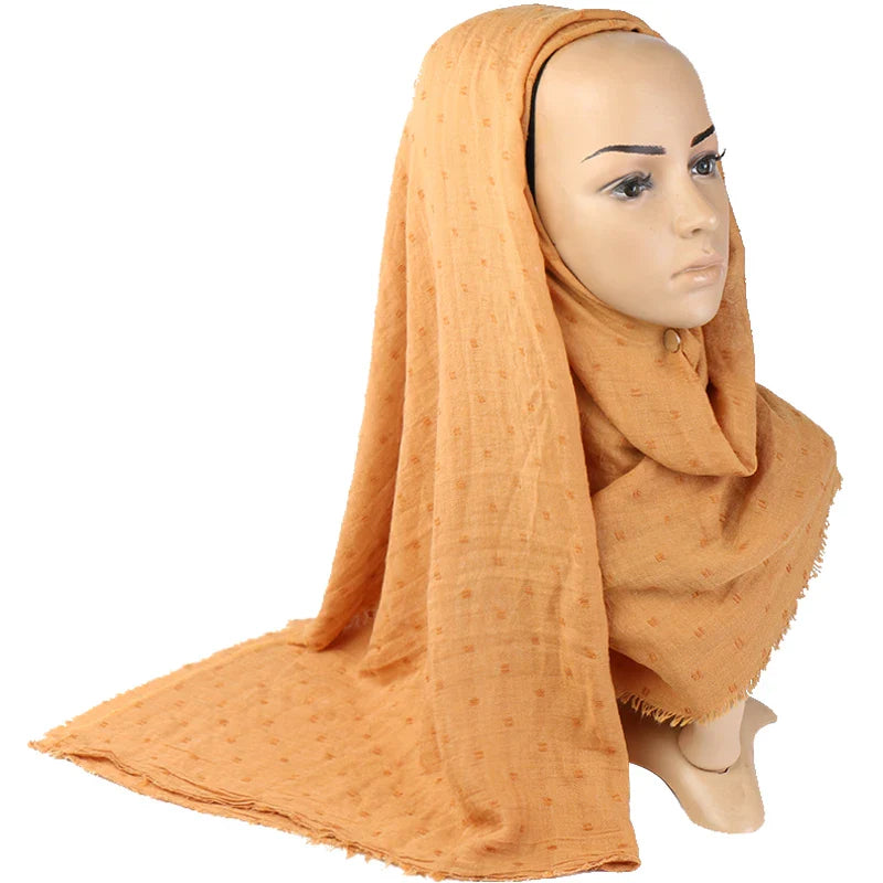 Dot Pom Pom Cotton Hijab Scarves Women Muslim Shawls Big Size Headscarf Wraps Solid Headbands Turbans Bandana Foulard Bufandas