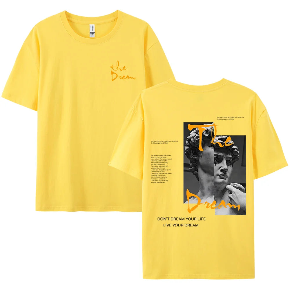 Don'T Dream Your Life Live Your Dream Men Clothes Fashion Summer T-Shirts Streetwear 100% Cotton Loose Tops Breathable Tee
