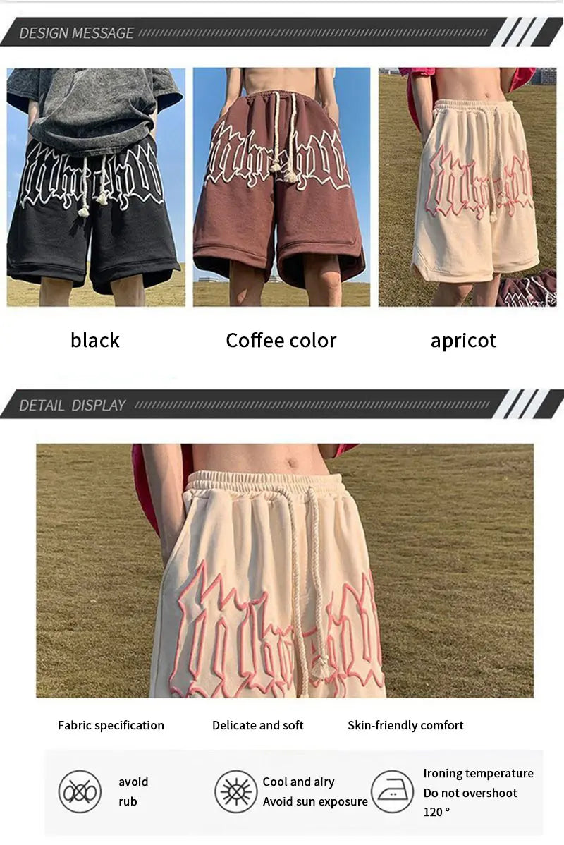 Y2k Shorts For Men 2025 Summer Letter Foam Print Loose Sweatpants Gym Oversized Basketball Shorts Pants Hip Hop Streetwear 8XL